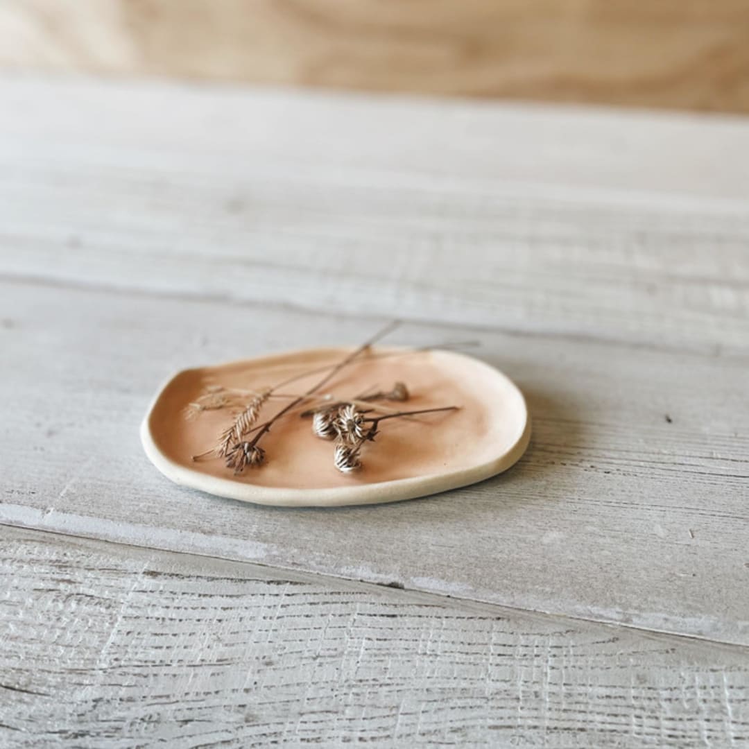 "Oval Dish in Blush" - Vanity Trays and Dishes in natural by Bridget Dorr