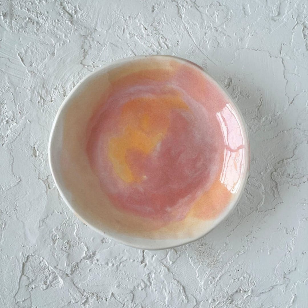 "Warm Abstract Ring Dish" - Vanity Trays and Dishes in multicolor by Quiet Clementine
