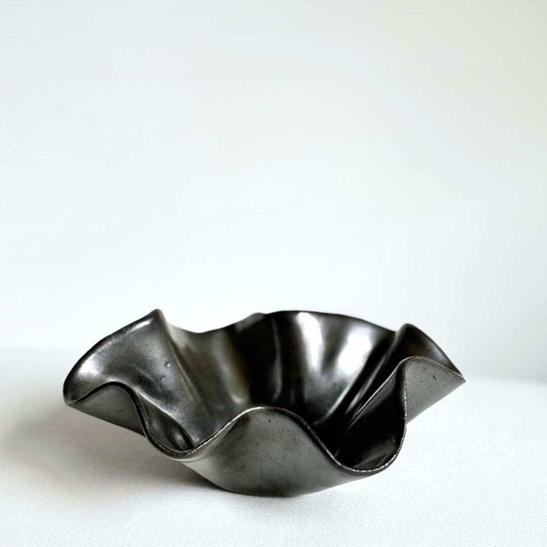 "Black Cascading Wavy Bowl" - Vanity Trays and Dishes in black by Cloude Made