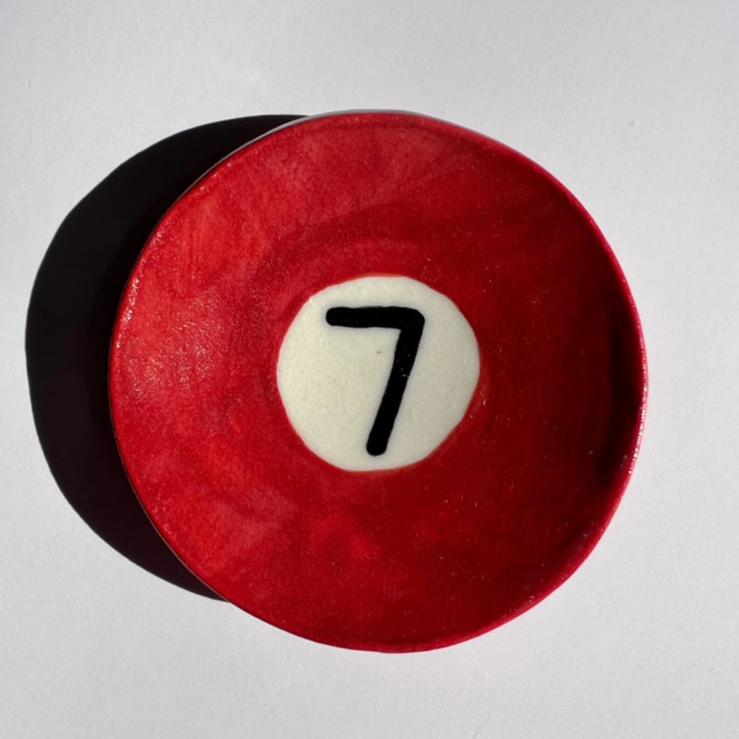 Maroon Pool Ball Ring Dish