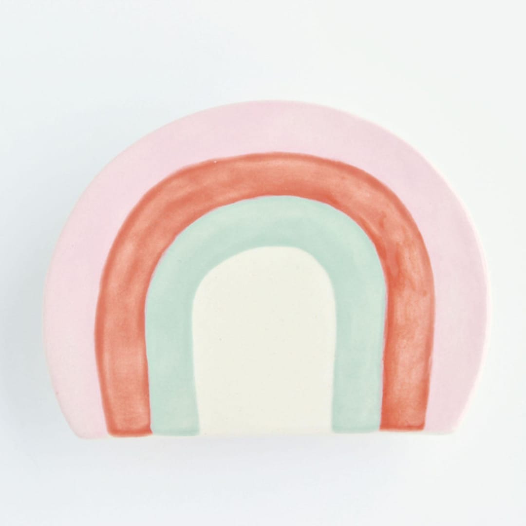 "Gold Footed Rainbow Trinket Stand" - Vanity Trays and Dishes in multicolorassorted-colors by Quiet Clementine