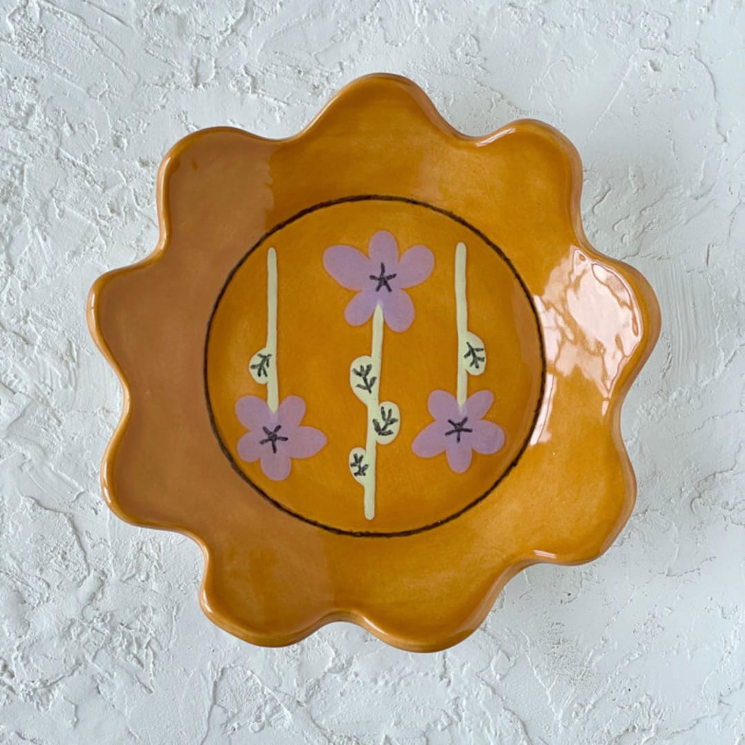 Caramel Flower Round Wavy Trinket Dish