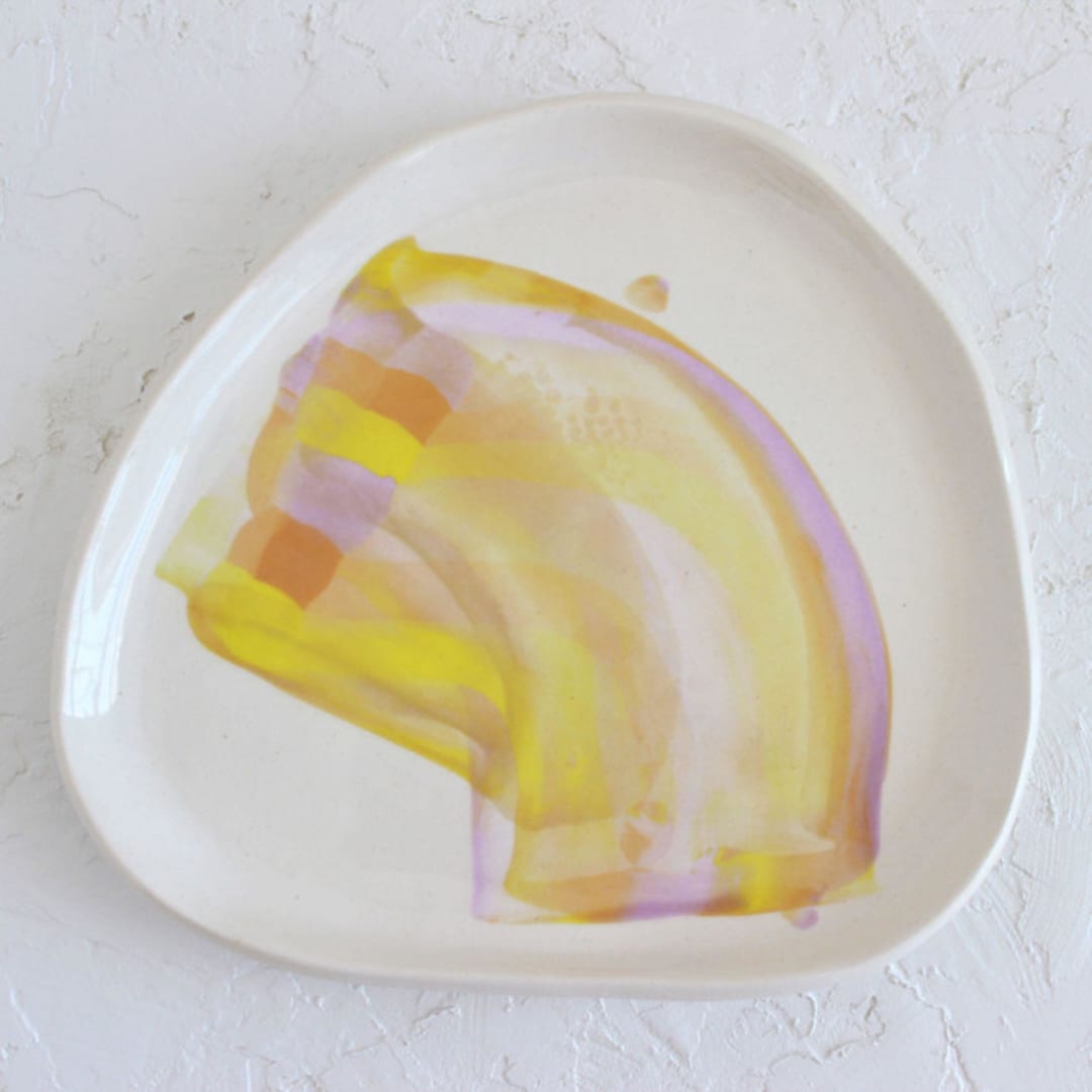 "Chartreuse Abstract Organic Trinket Dish" - Vanity Trays and Dishes in multicolor by Quiet Clementine
