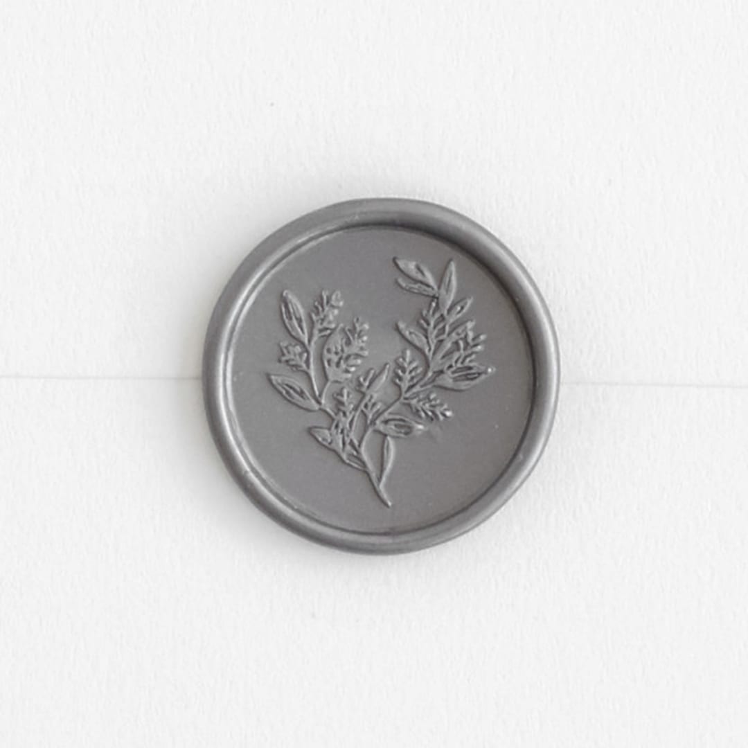 "Eucalyptus in Silver | Paula Lee Calligraphy x Artisaire (pack of 25)" - Wax Seals, Pack of 25 in antique silver by Minted - Wax Seal Front