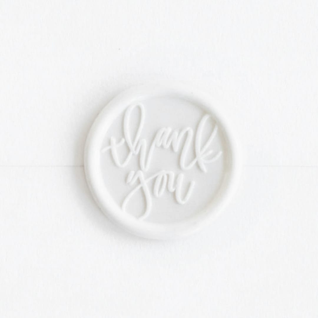 "Thank You in White | Saffron Avenue x Artisaire (pack of 25)" - Wax Seals, Pack of 25 in soft white by Minted - Wax Seal Front