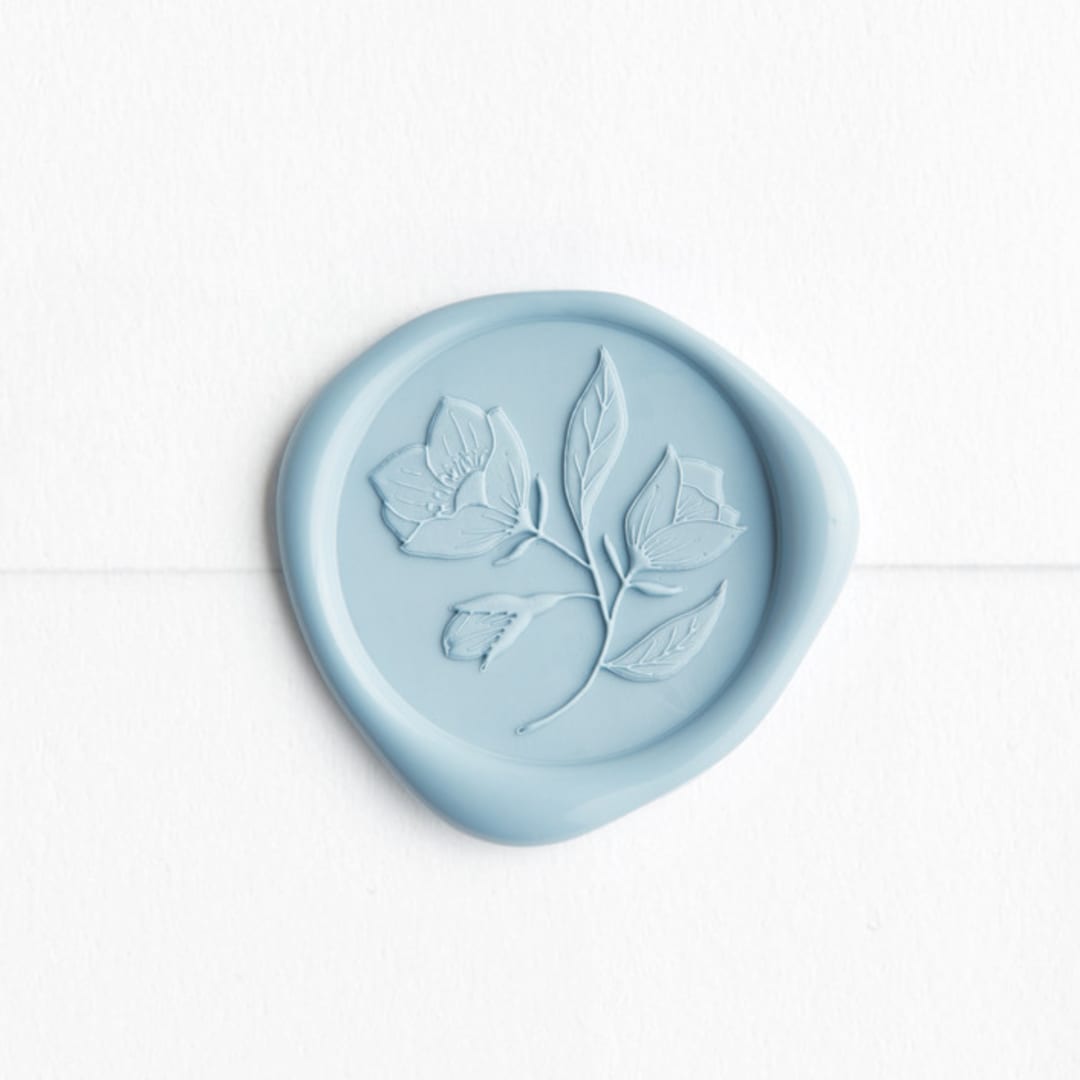 "Wild Rose in Blue | Little North Company x Artisaire (pack of 25)" - Wax Seals, Pack of 25 in Dusty Blue by Minted - Wax Seal Front