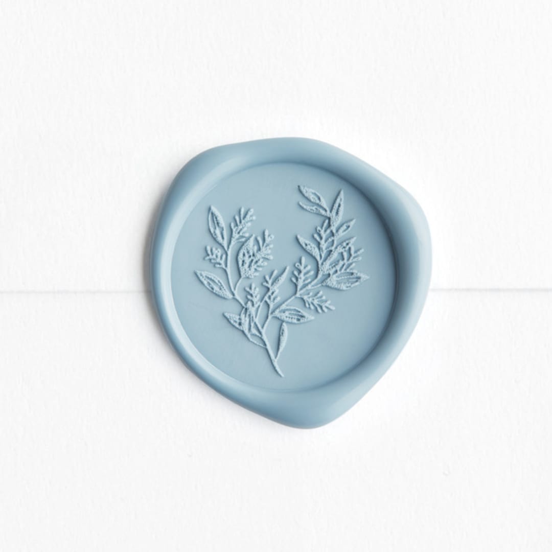 "Eucalyptus in Blue | Paula Lee Calligraphy x Artisaire (pack of 25)" - Wax Seals, Pack of 25 in Dusty Blue by Minted - Wax Seal Front