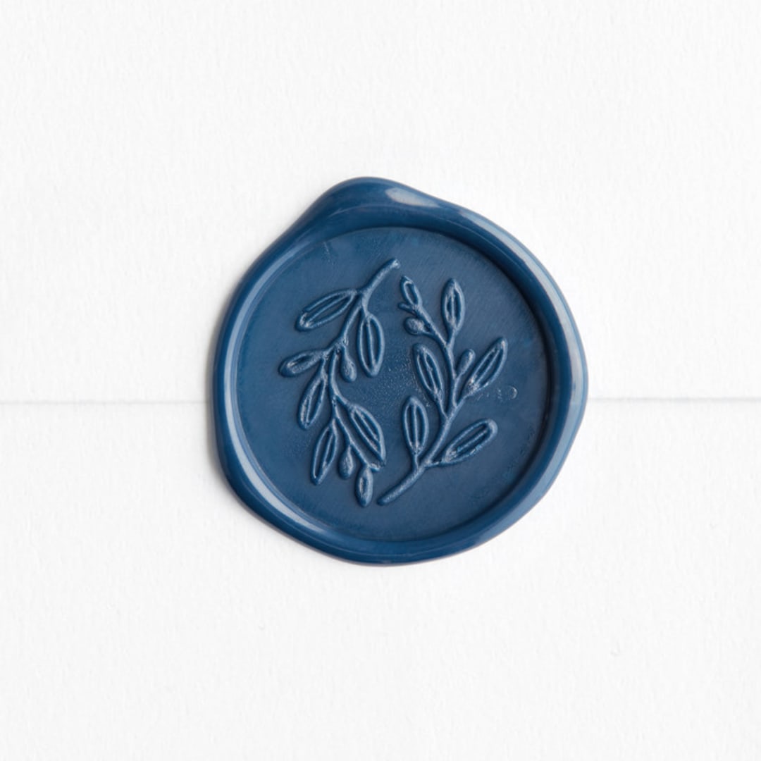 "Olive Wreath in Navy | Maurelle Calligraphy x Artisaire (pack of 25)" - Wax Seals, Pack of 25 in Navy Blue by Minted - Wax Seal Front