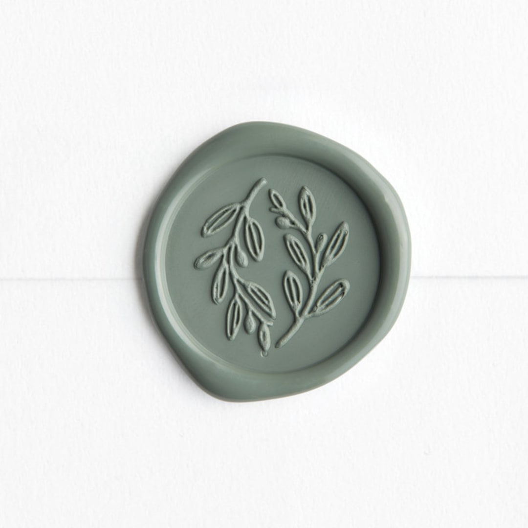 "Olive Wreath in Sequoia | Maurelle Calligraphy x Artisaire (pack of 25)" - Wax Seals, Pack of 25 in Sequoia by Minted - Wax Seal Front