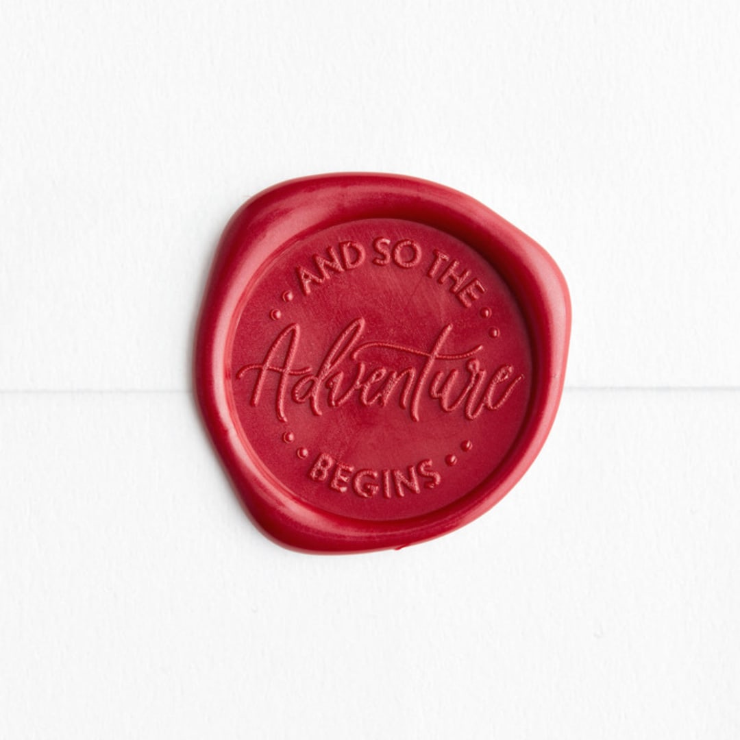 "And So The Adventure Begins in Red | Sablewood Paper Company x Artisaire (pack of 25)" - Wax Seals, Pack of 25 in Sangria by Minted - Wax Seal Front