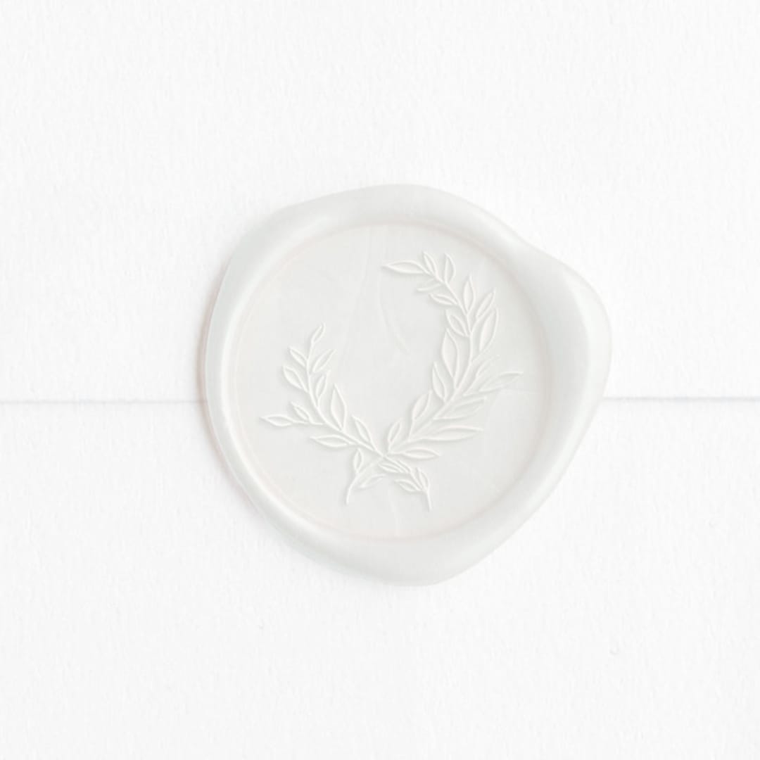 "Crest in Pearl White (pack of 25)" - Wax Seals, Pack of 25 in Antique Pearl by Pink House Press - Wax Seal Front