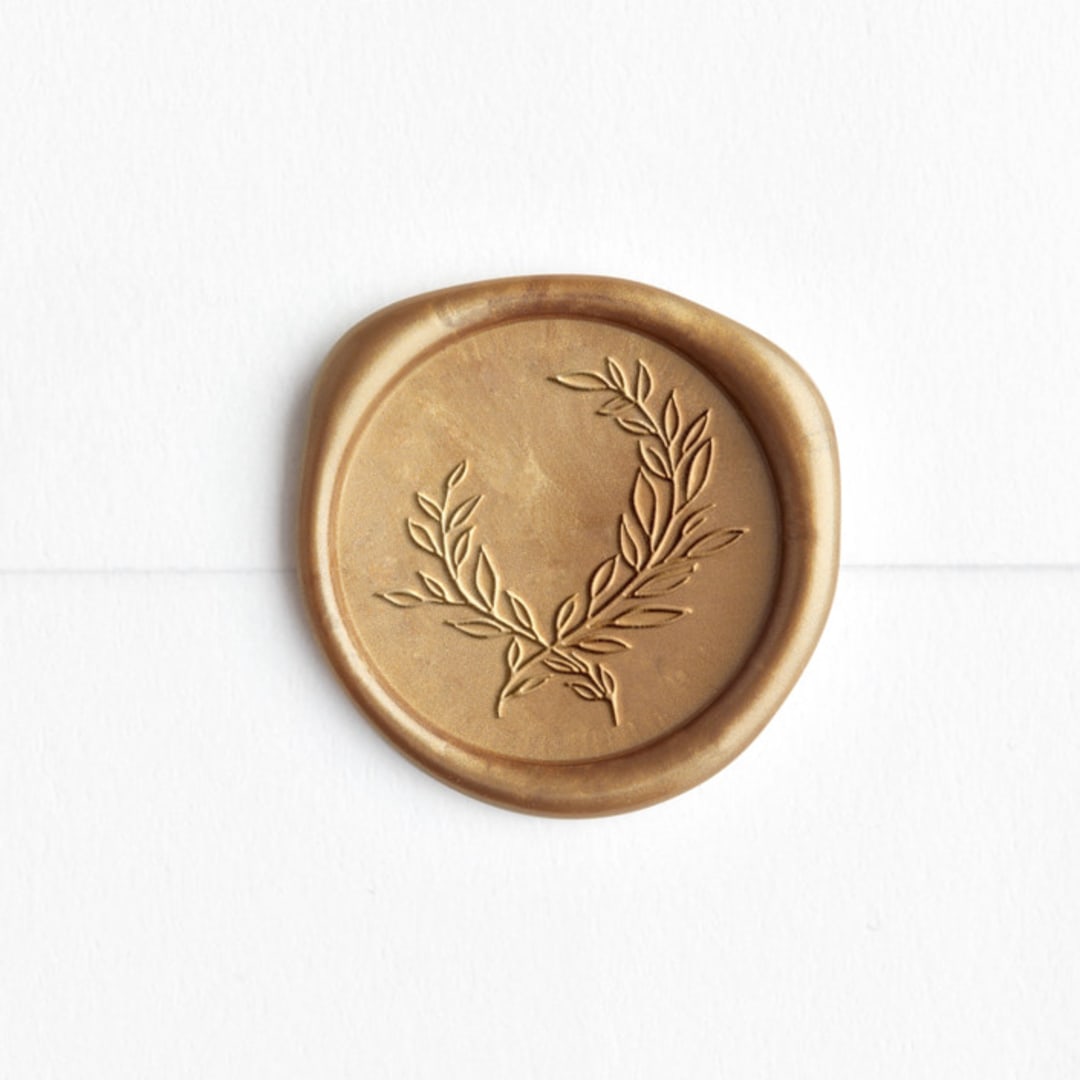 "Crest in Gold (pack of 25)" - Wax Seals, Pack of 25 in Antique Gold by Pink House Press - Wax Seal Front
