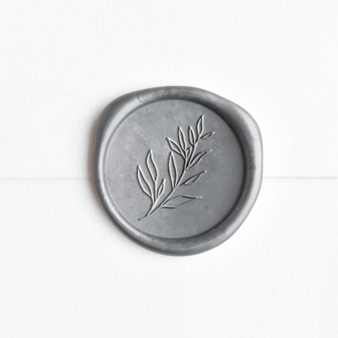 "Sprig in Silver (pack of 25)" - Wax Seals, Pack of 25 in Silver by chocomocacino - Wax Seal Front