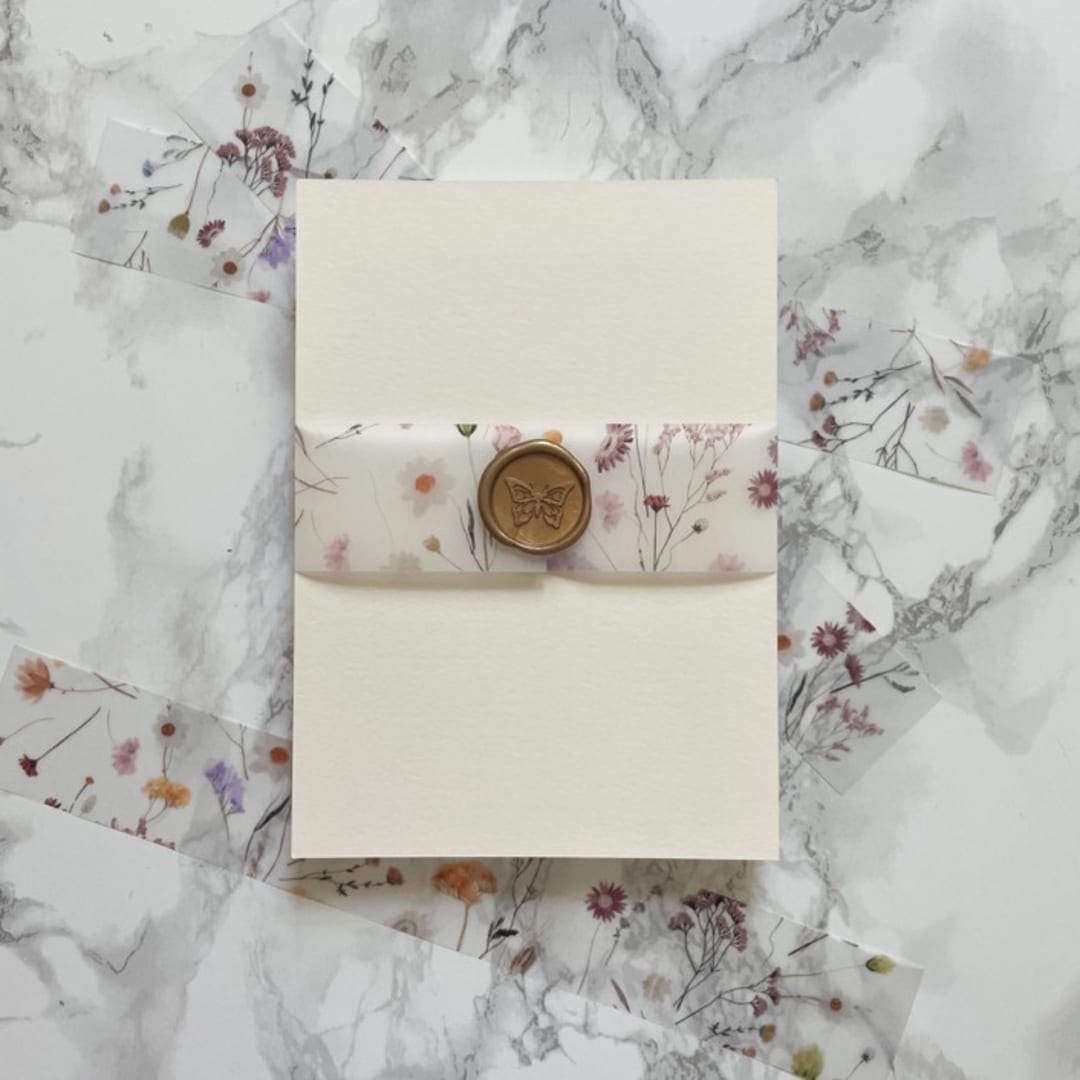 "Purple Wildflower Vellum Belly Band for Wedding Invitations 1.5" (25 Pack)" - Belly Bands in purple by Carley Zuercher