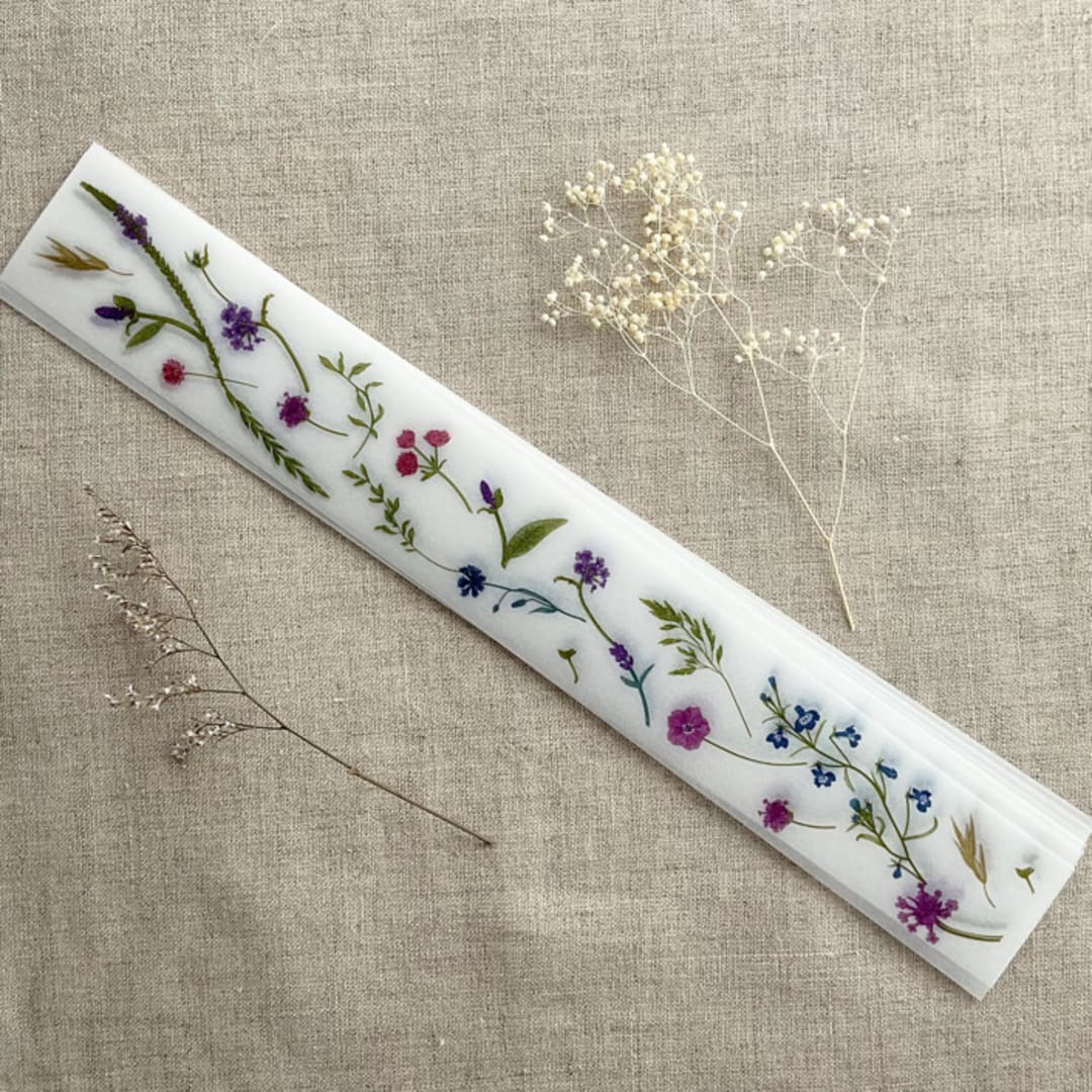 "Colorful English botanical garden printed floral vellum belly band 1.5 inch wide for 5x7 inches card | pack of 10" - Belly Bands in multicolorassorted-colors by Ivory Invitations