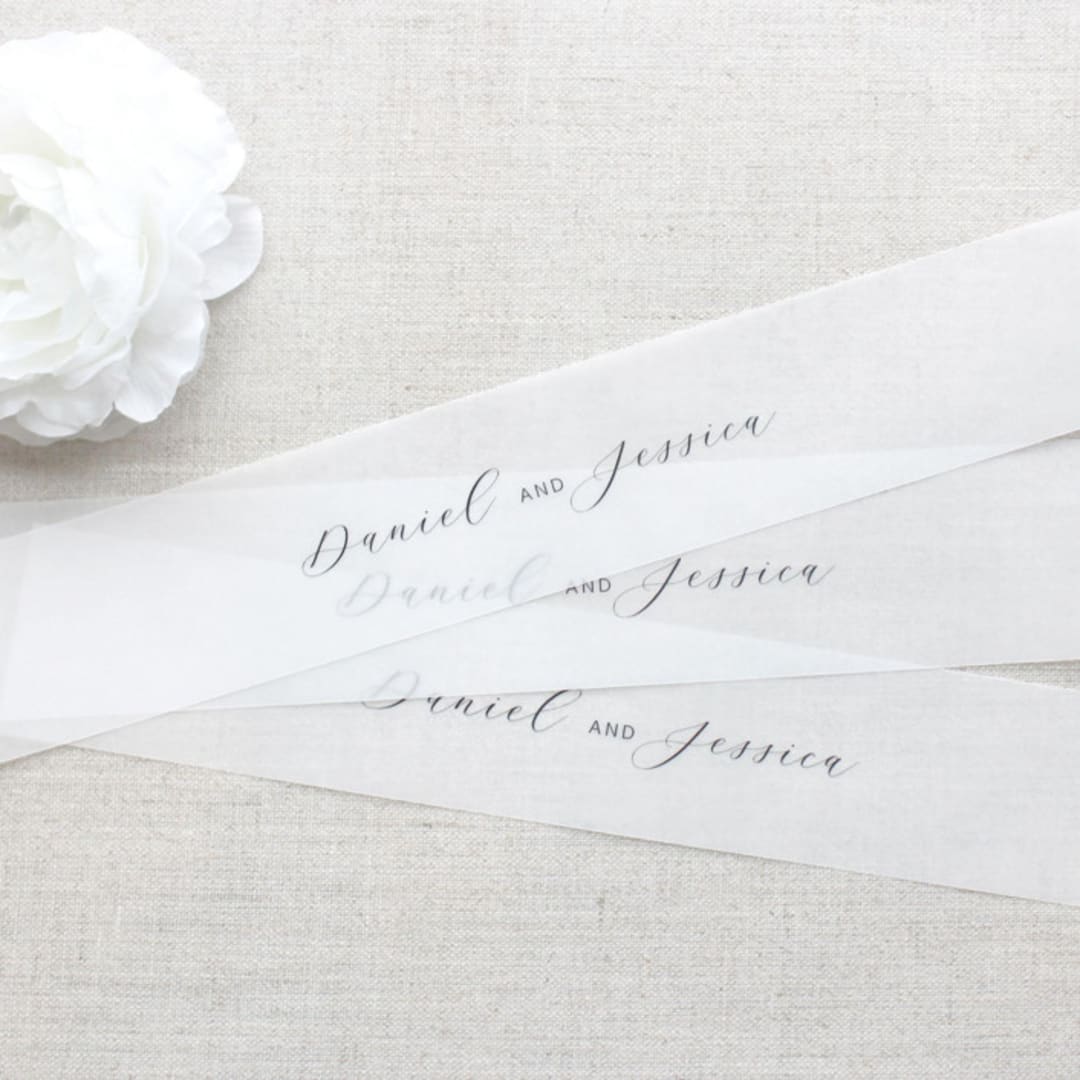 "Custom Name Vellum Belly Bands for 5 x 7 Invitations (Set of 25)" - Belly Bands in black by Caroline Russo