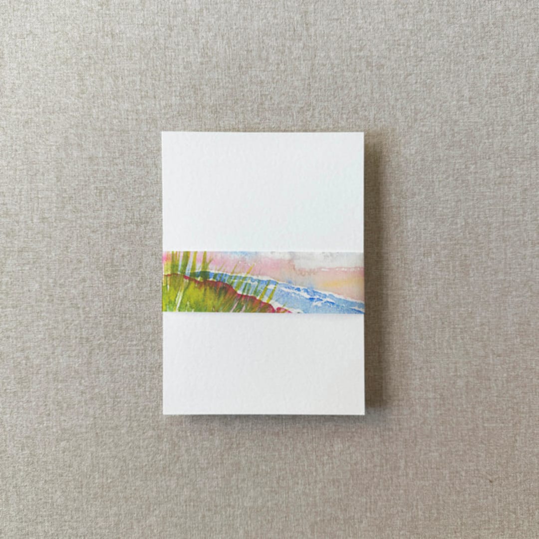 "Beach Watercolor Vellum Belly Band | For Petite 4.25x6" Invitations | Set of 10" - Belly Bands in multicolor by Cotton and Bow