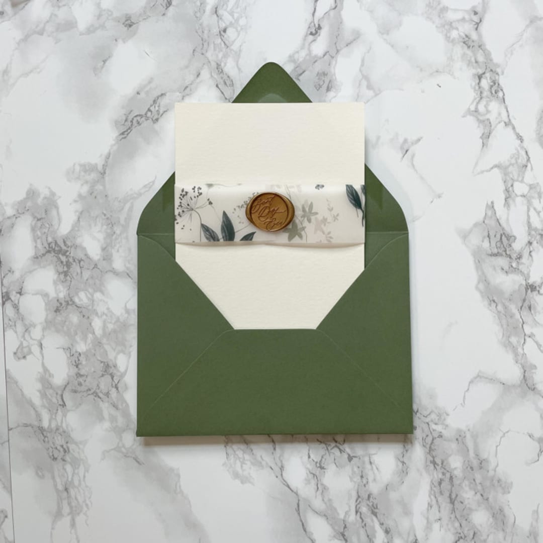 "Green Wildflower Vellum Belly Band for Wedding Invitations 1.5" (25 Pack)" - Belly Bands in clear by Carley Zuercher