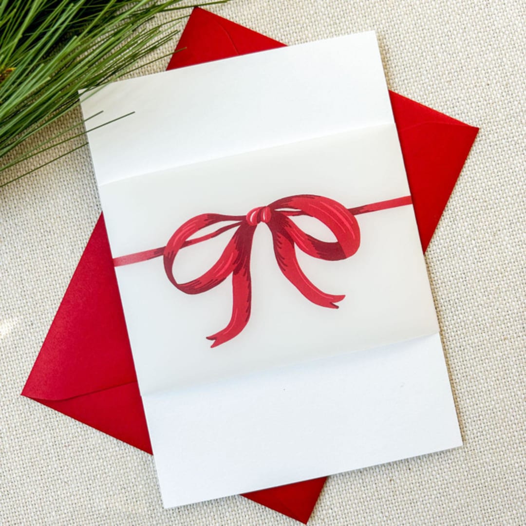 "Tie It With A Bow Vellum Belly Bands | Set of 25" - Belly Bands in red by Megan Tendler
