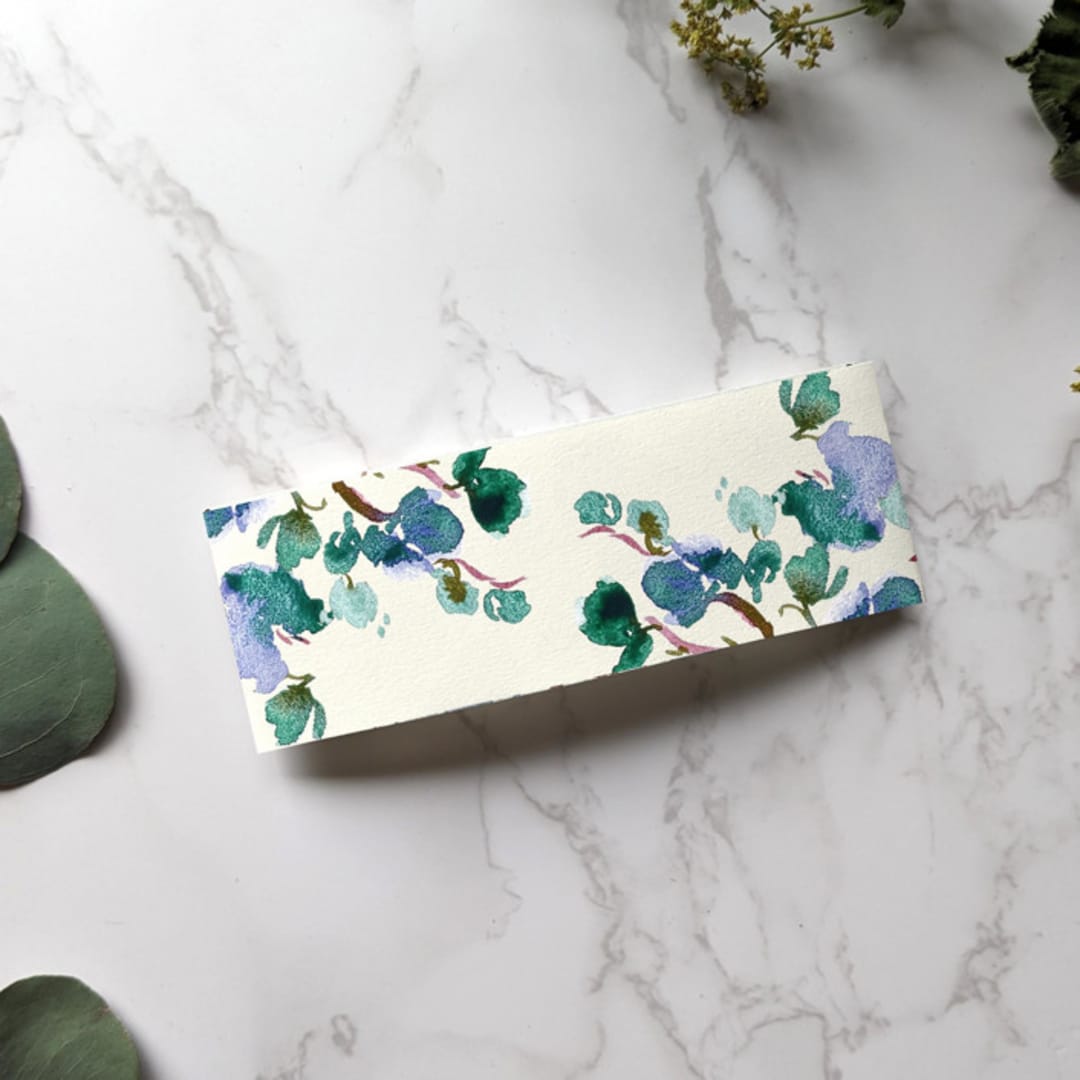 "Sweet Pea Watercolor Belly Band | Set of 10" - Belly Bands in gold by Campofiore Paper Studio