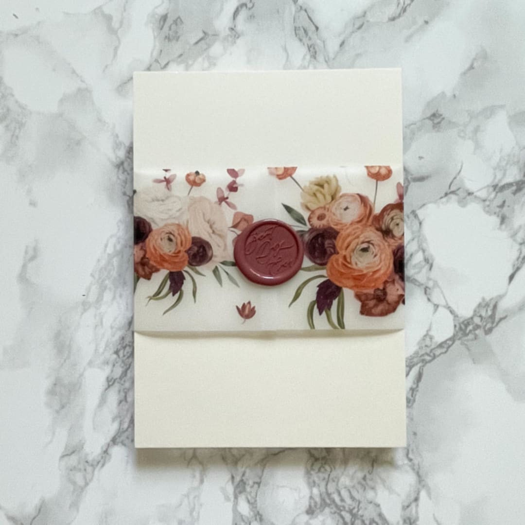 "Fall Floral Vellum Belly Band (25 Pack)" - Belly Bands in clear by Carley Zuercher