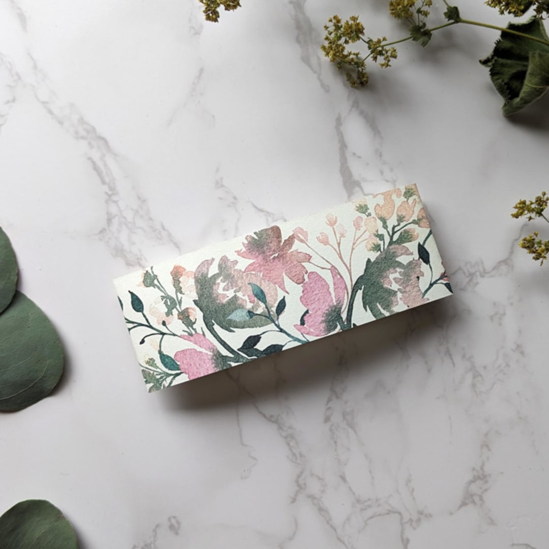 "Delicate Floral Watercolor Belly Band | Set of 10" - Belly Bands in multicolor by Campofiore Paper Studio