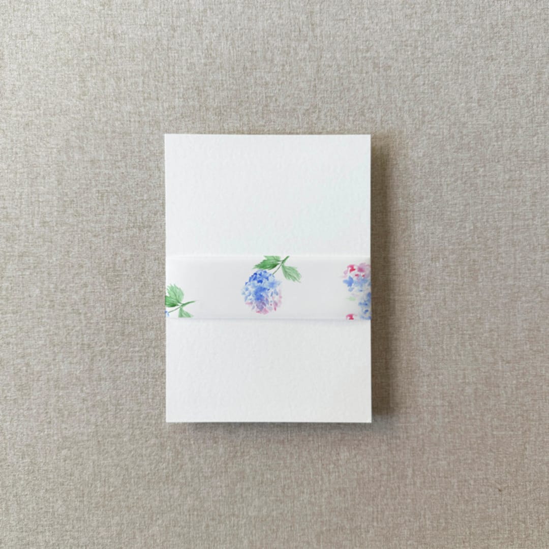 "Floral Hydrangeas Vellum Belly Band | For Petite 4.25x6" Invitations | Set of 10" - Belly Bands in blue by Cotton and Bow
