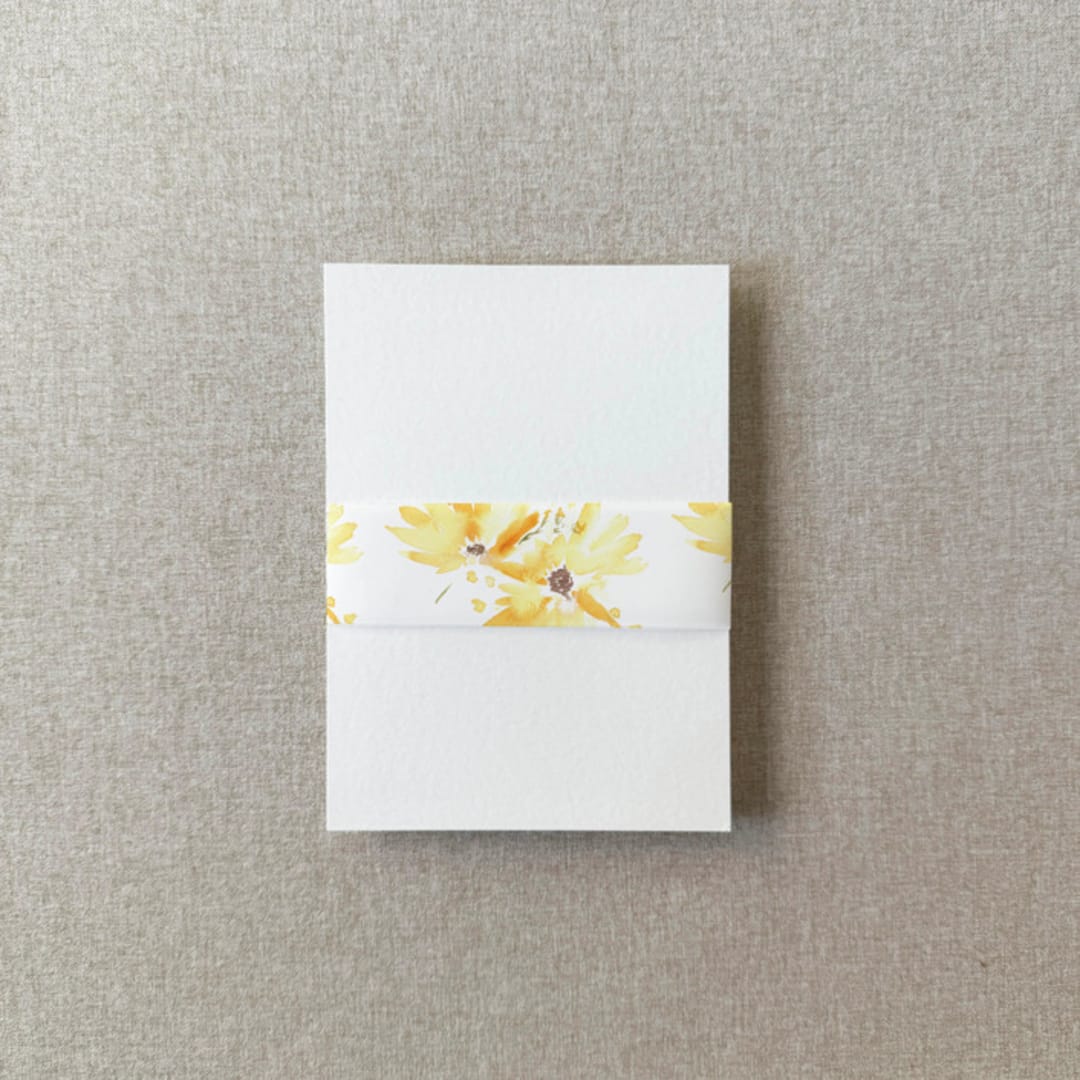 "Sunflower Vellum Belly Band | For Petite 4.25x6" Invitations | Set of 10" - Belly Bands in yellow by Cotton and Bow