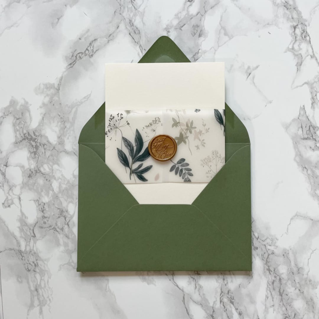 Greenery Vellum Belly Band for Wedding Invitaitons 3" (25 Pack)