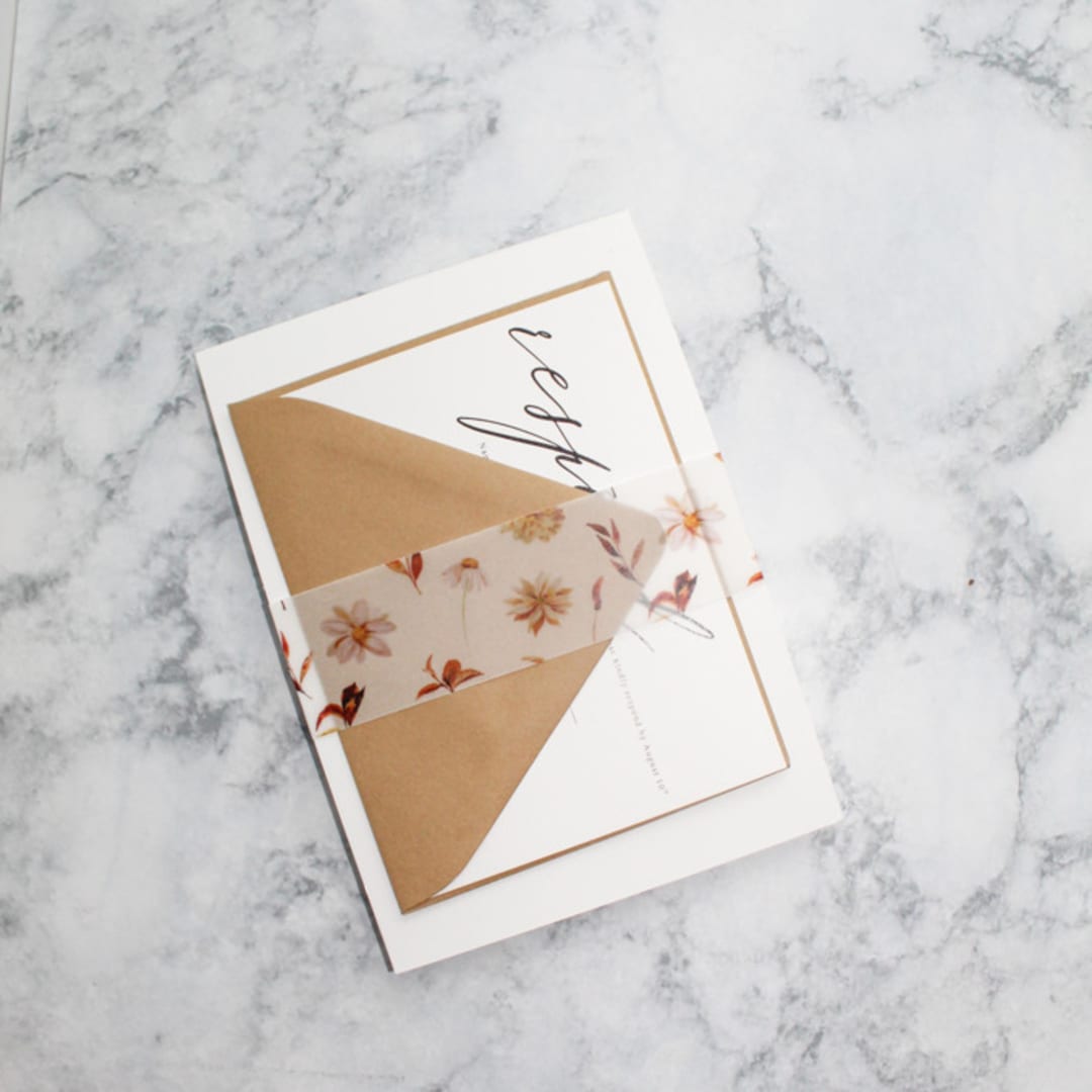 "Bohemian Floral Belly Band | Set of 25 Printed Vellum Bands" - Belly Bands in brown by Nikki Turner