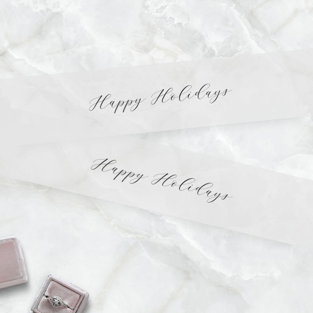 "Happy Holidays Vellum Belly Bands for 5 x 7 Cards (Set of 25)" - Belly Bands in white by Caroline Russo