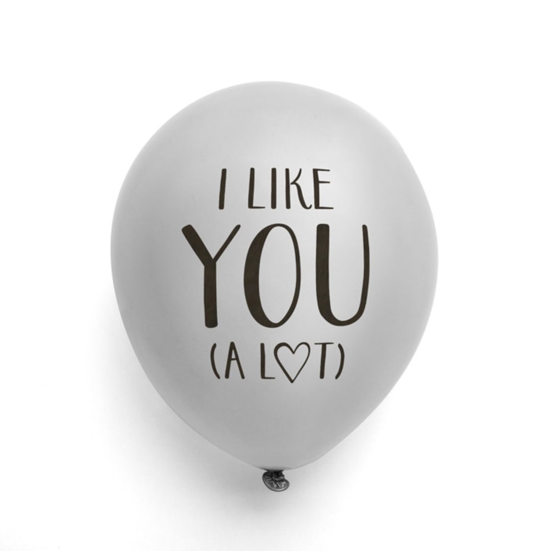 I Like You A Lot Latex Balloon, Silver and Black, set of 3