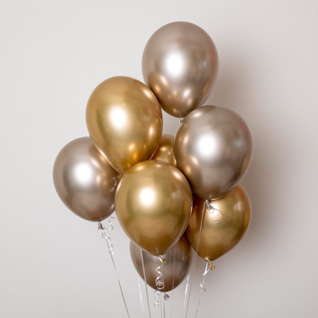 "Heavy Metal Balloon Bouquet" - Balloons in gold by Balloon and Bash
