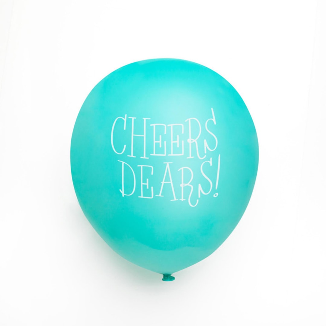 Cheers Dears Latex Balloon, Robin's Egg and White, set of 3
