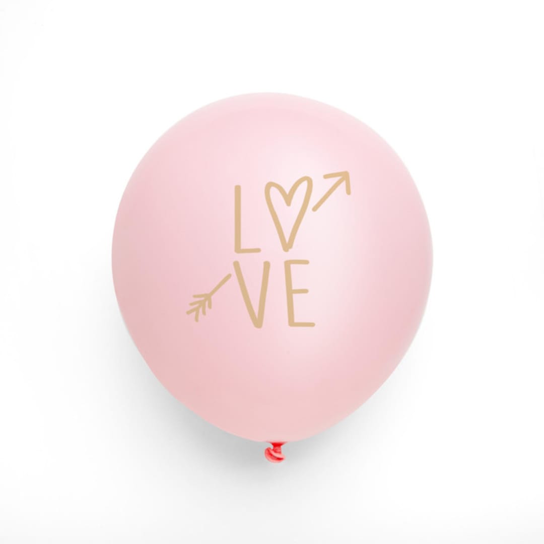 Love Latex Balloon,Pink and Gold, set of 3