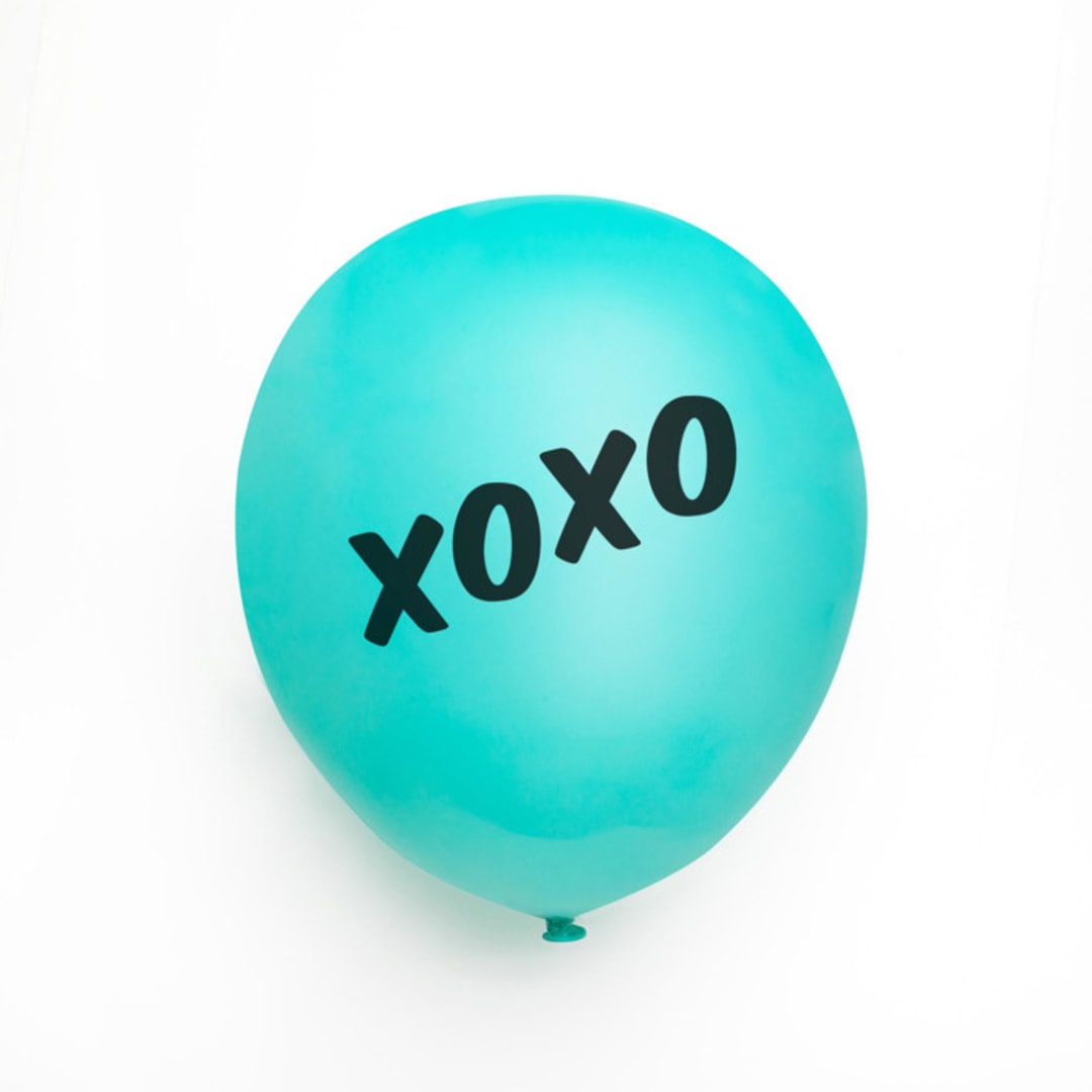 "XOXO Latex Balloon, Robin's Egg and Black, set of 3" - Balloons in blue by ForYourParty