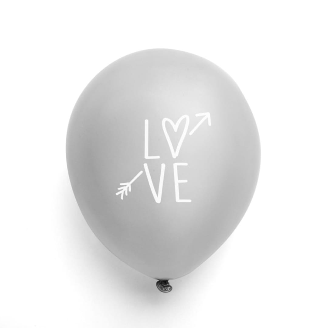 Love Latex Balloon, Silver and White, set of 3