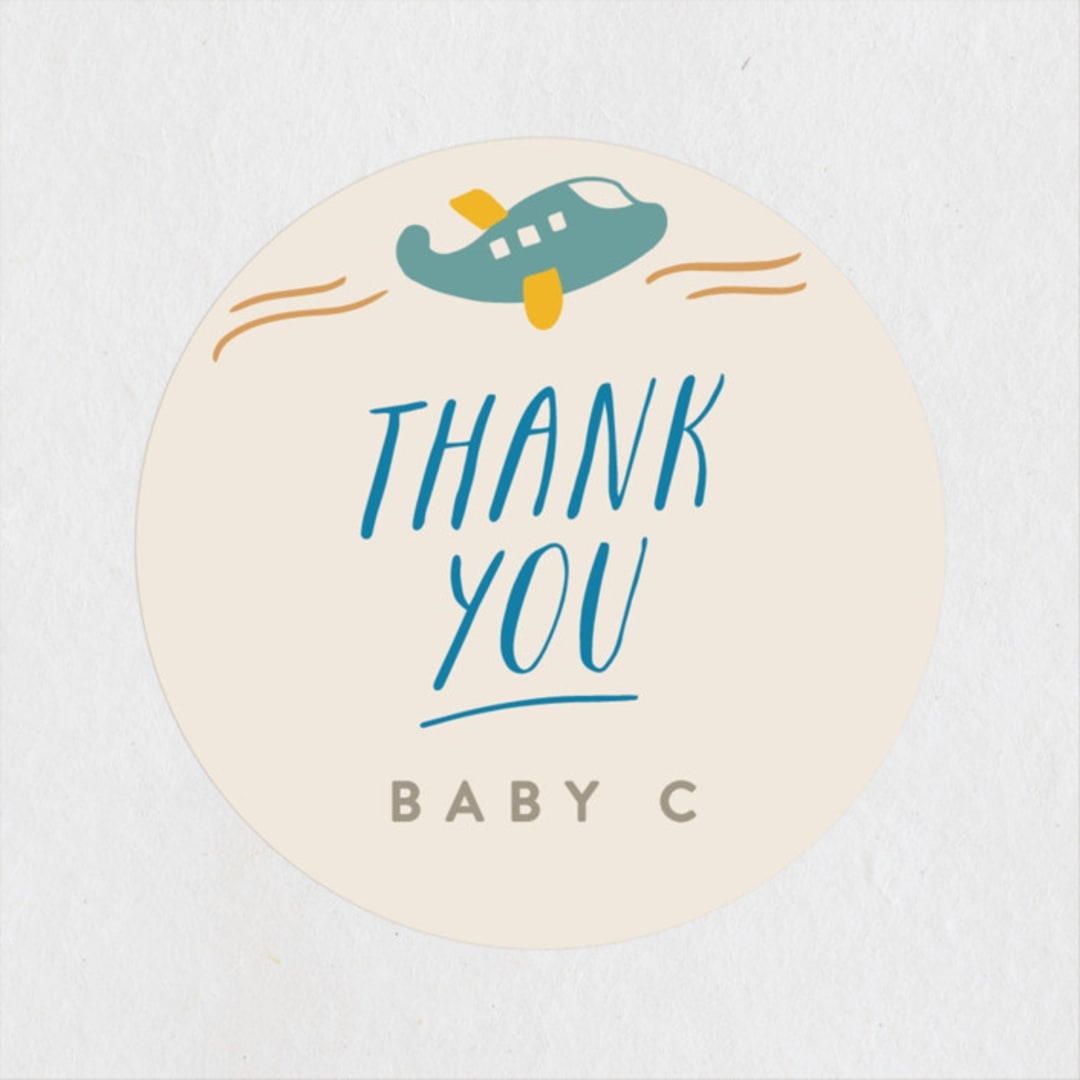 "Adventure Begins" - Baby Shower Stickers in Blue Jay by Creo Study - Close-Up