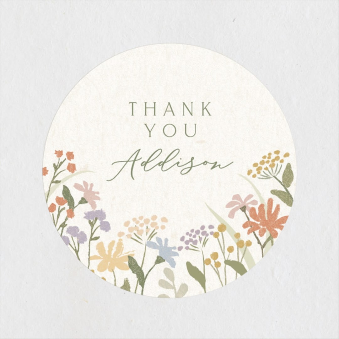 "Meadow flowers" - Baby Shower Stickers in Vanilla by Jennifer Wick - Close-Up