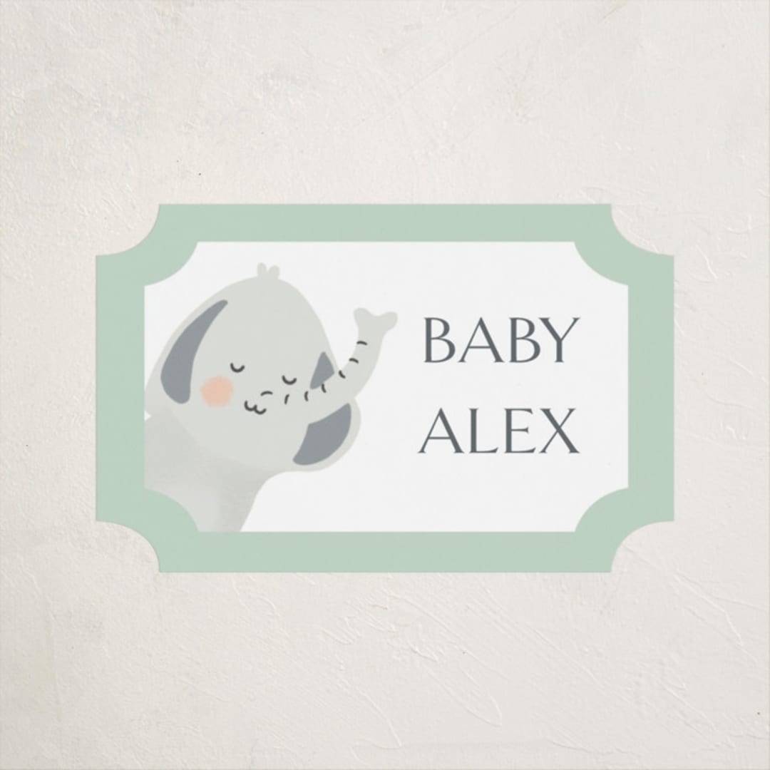 "Jungle Animals" - Baby Shower Stickers in Mint by Christy Hy Lee - Close-Up