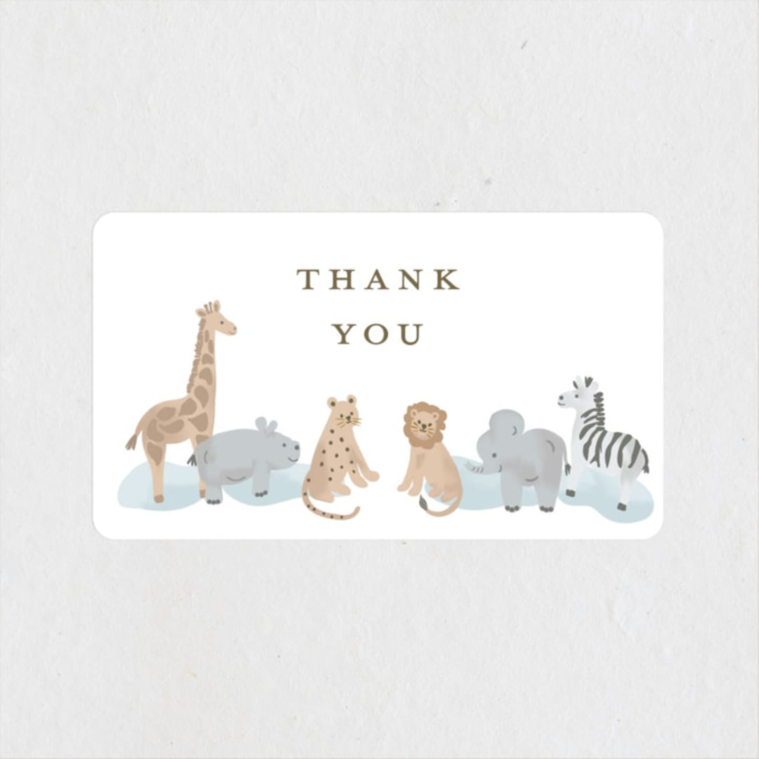 "Little Animal World" - Baby Shower Stickers in Air by Jennifer Holbrook - Close-Up