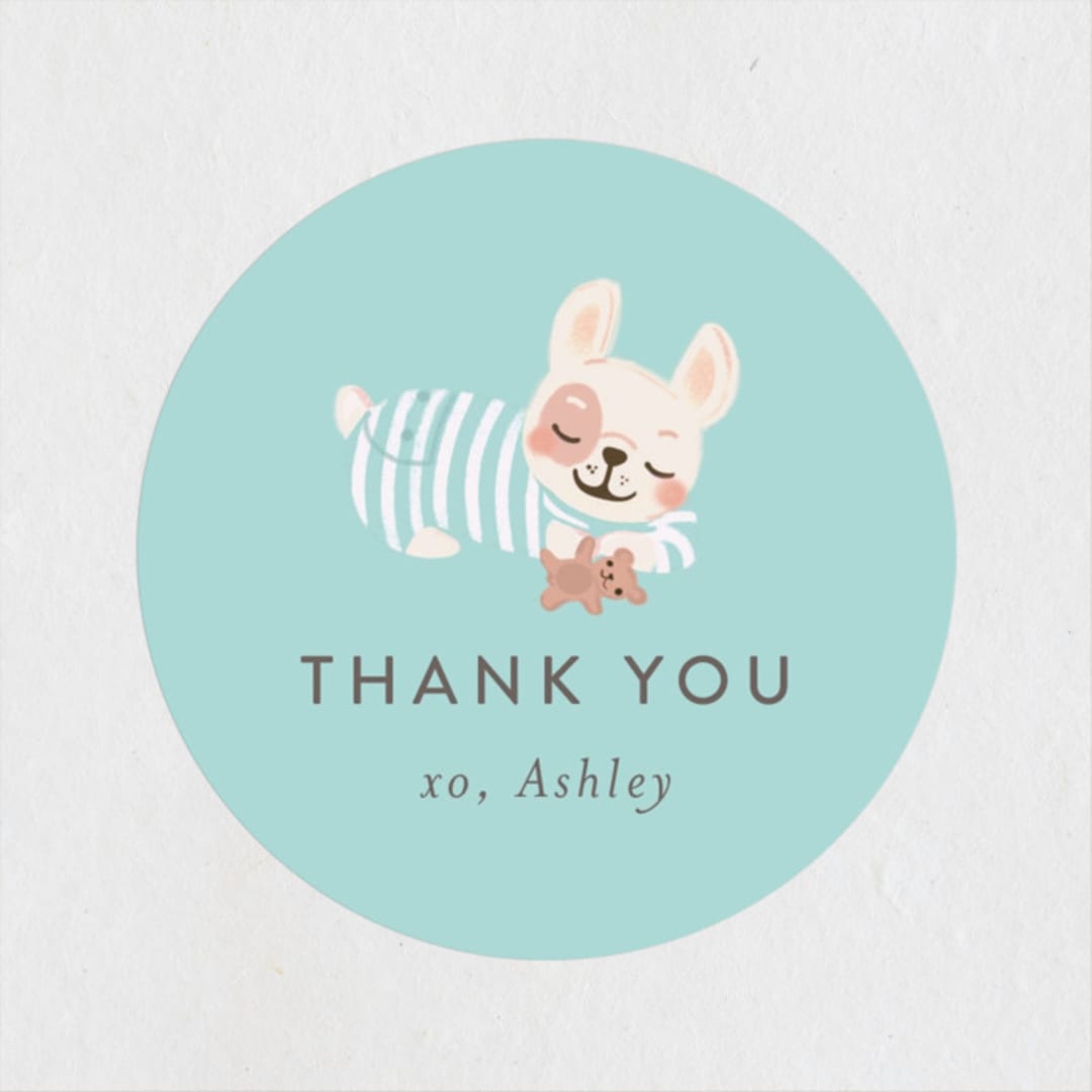 "Puppy" - Baby Shower Stickers in Little Boy Blue by Itsy Belle Studio - Close-Up