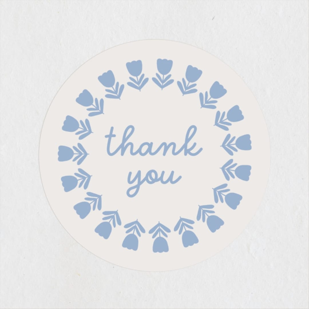 "Tulips" - Baby Shower Stickers in Sky by Kelly Watkins - Close-Up