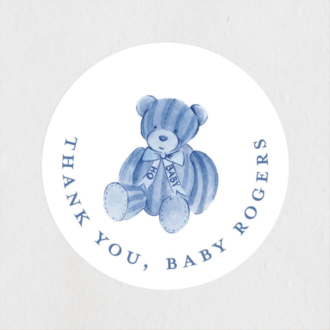 "French Teddy Bear" - Baby Shower Stickers in Gardenia by Pati Cascino - Close-Up