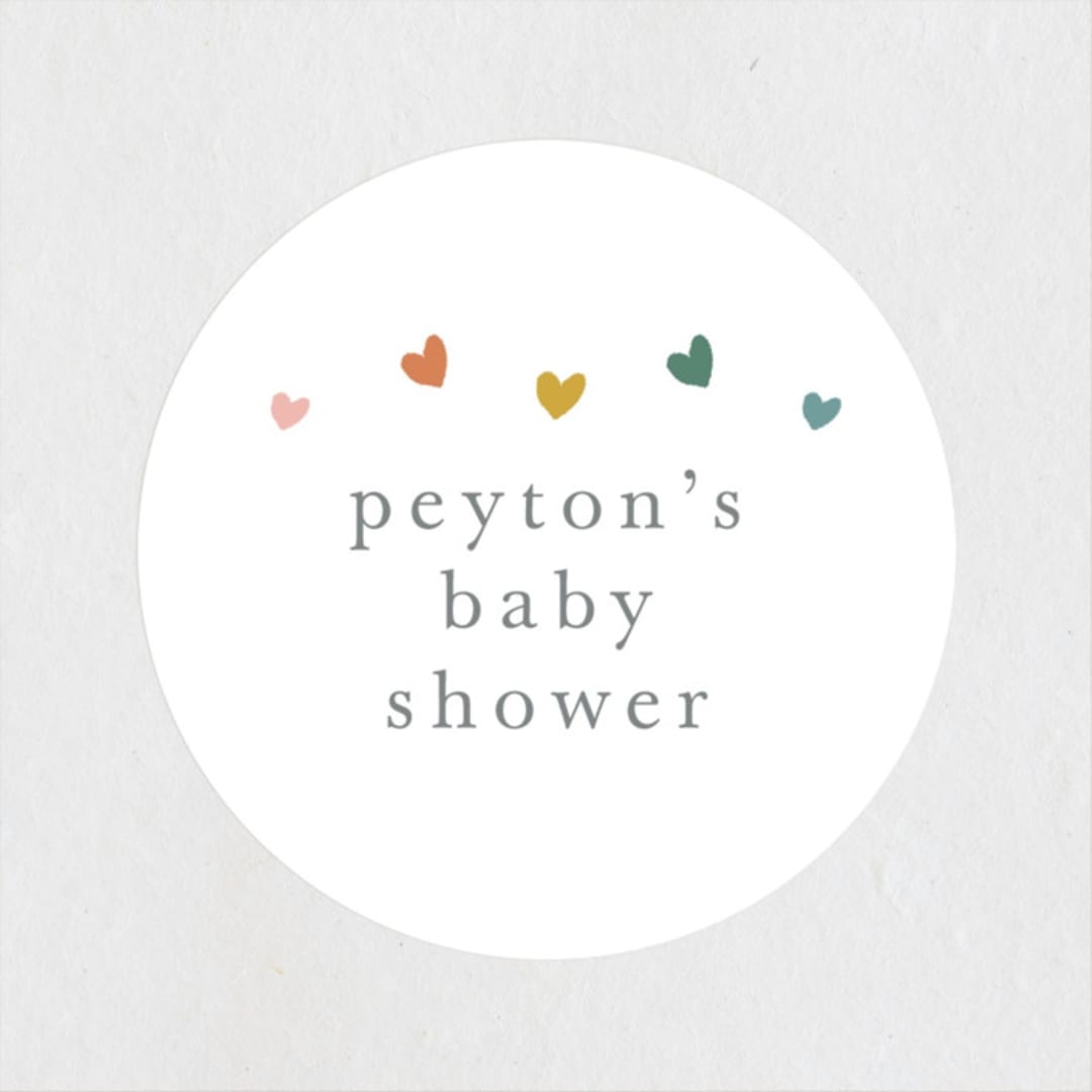 "Tiny Hearts" - Baby Shower Stickers in Hearts Rainbow by Stacey Meacham - Close-Up