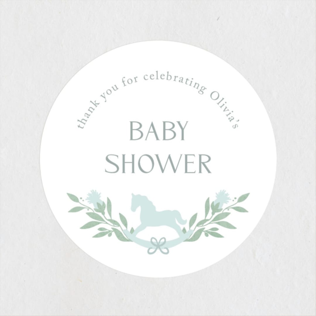 "Baby Shower Wreath" - Baby Shower Stickers in Celeste by Melinda Denison - Close-Up
