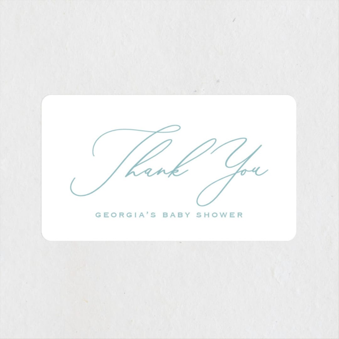 "Crib Bows" - Baby Shower Stickers in Powder Blue by Carolyn MacLaren - Close-Up