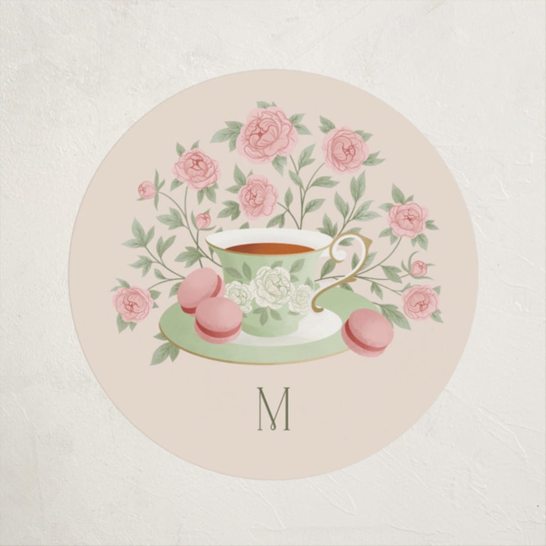 "A Baby Is Brewing" - Baby Shower Stickers in Framboise by Jamie Alexander - Close-Up