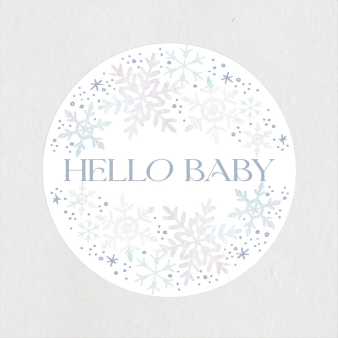 "Winter Baby Snowflakes" - Baby Shower Stickers in Bluebell by Alethea and Ruth - Close-Up
