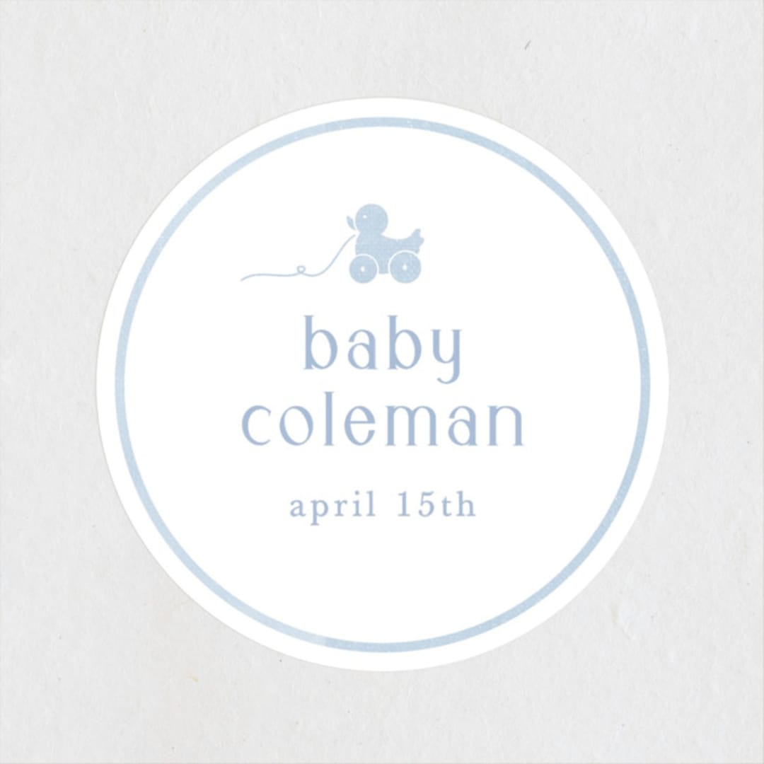 "Simply Classic" - Baby Shower Stickers in Sky by Melinda Denison - Close-Up